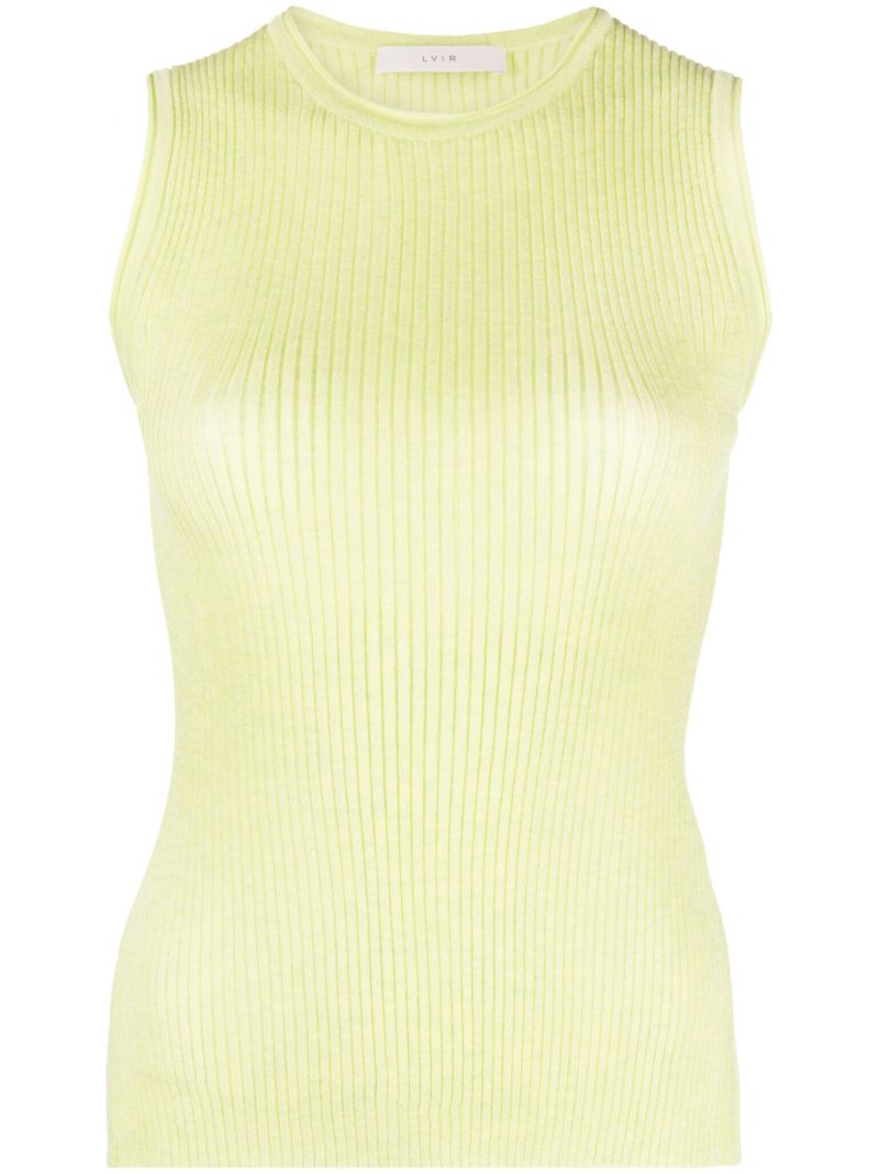 Yellow Ribbed-knit Top