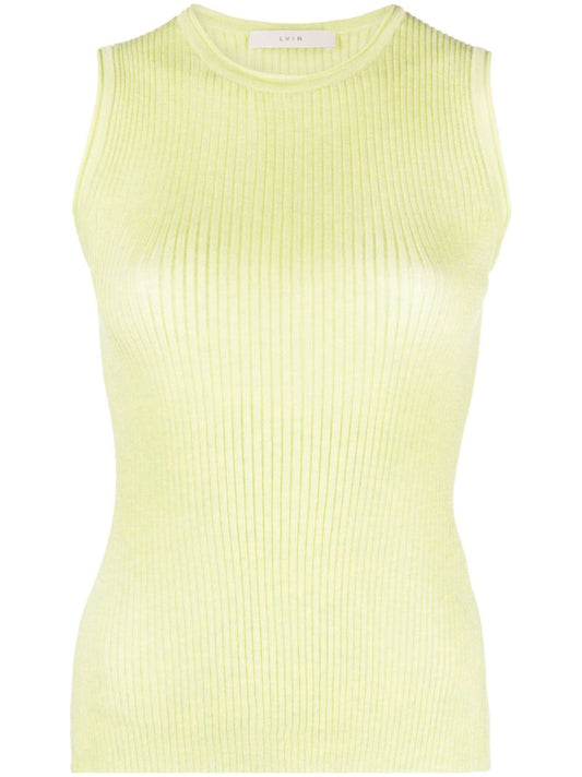 Yellow Ribbed-knit Top