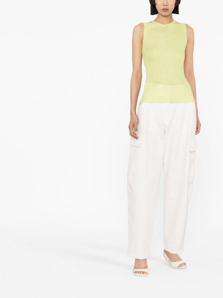 Yellow Ribbed-knit Top