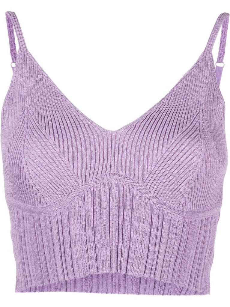 Purple Ribbed Kitted Top