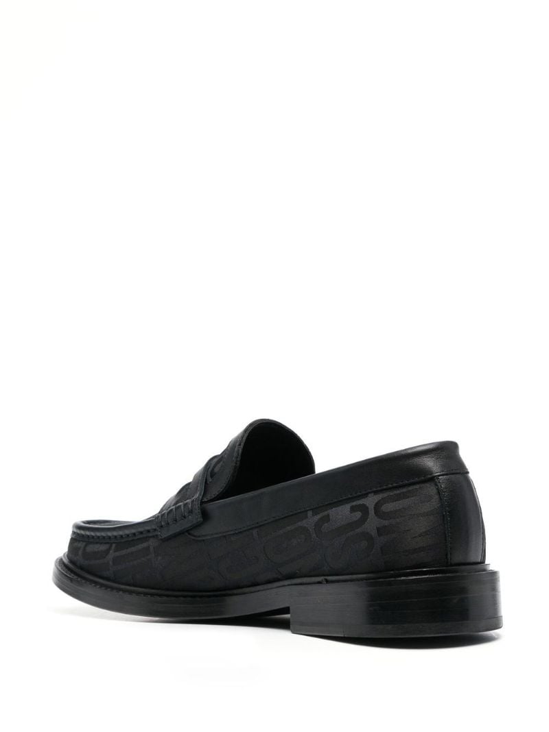 Black Logo Jacquard Leather Loafers