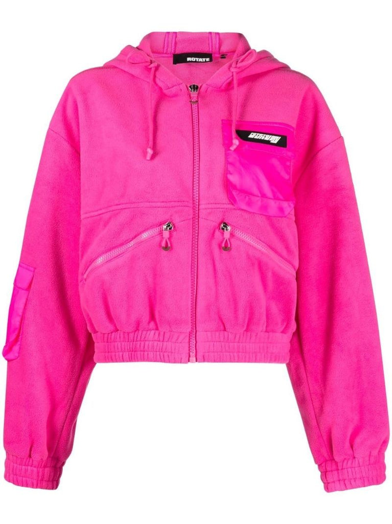 Pink Cropped Fleece Jacket