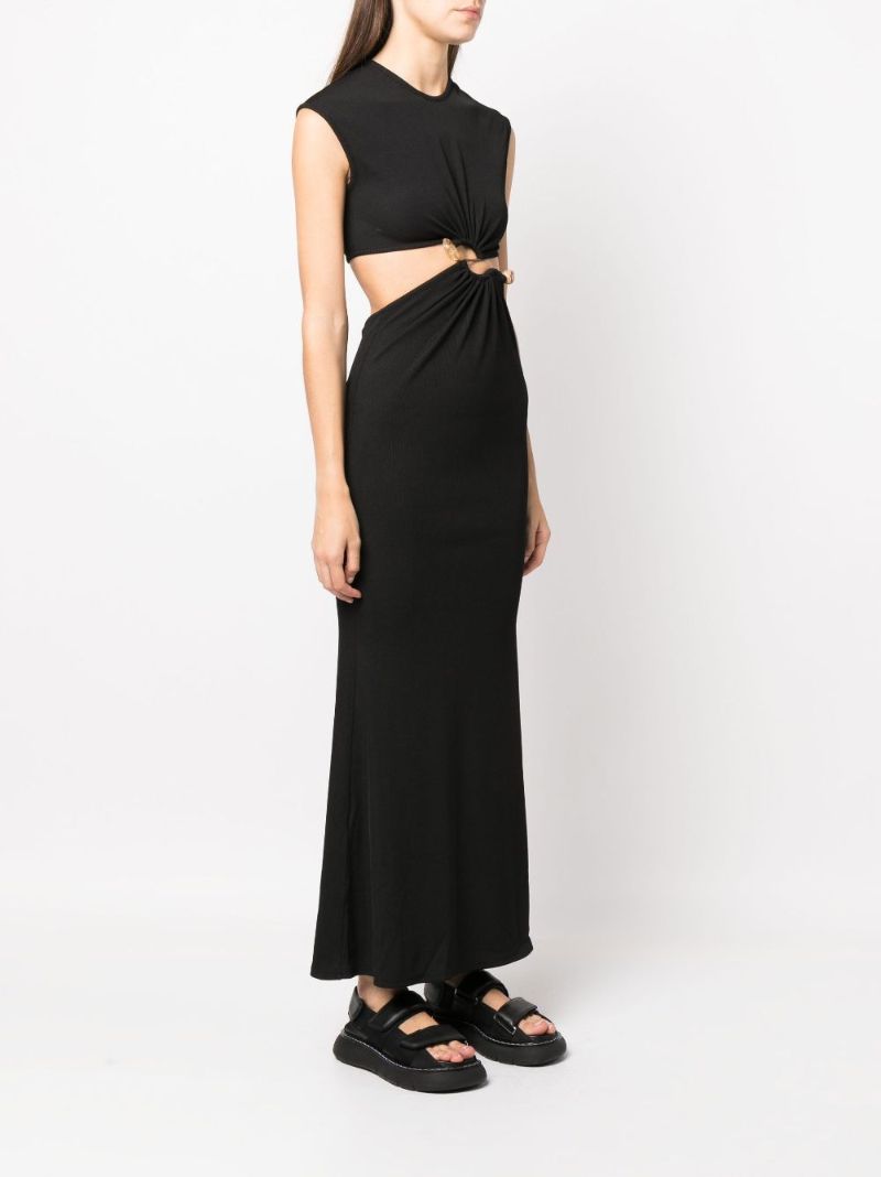 Black Distorted Quartz Cut-out Maxi Dress