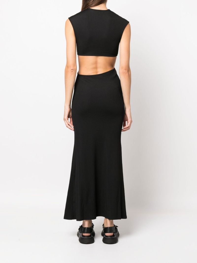 Black Distorted Quartz Cut-out Maxi Dress