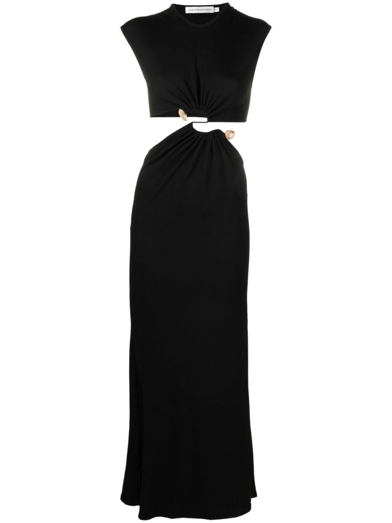 Black Distorted Quartz Cut-out Maxi Dress
