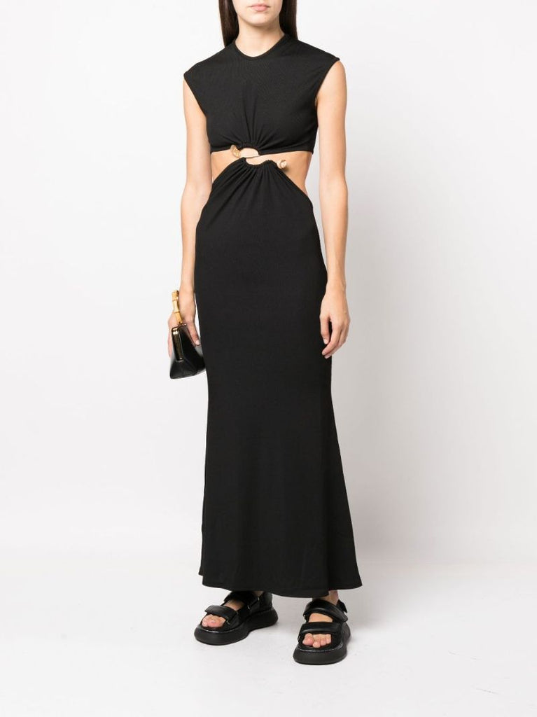 Black Distorted Quartz Cut-out Maxi Dress