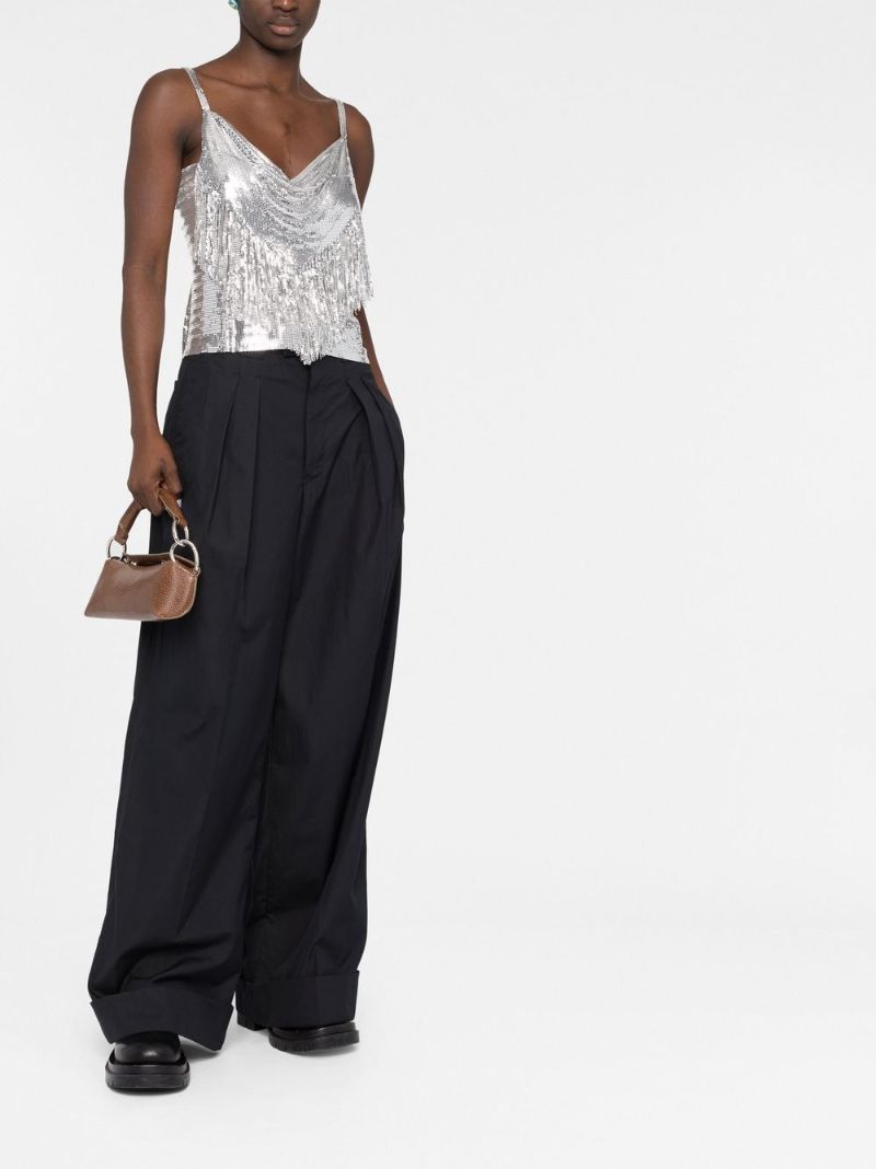 Silver-tone Draped Sequin Top