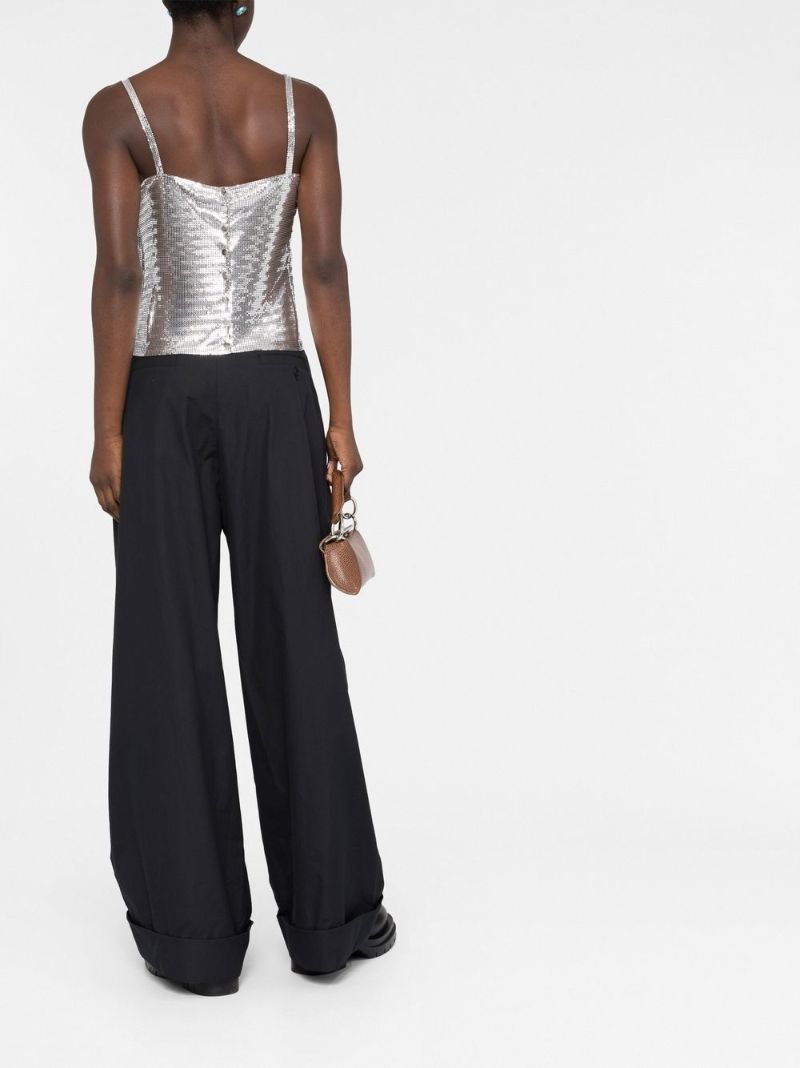 Silver-tone Draped Sequin Top