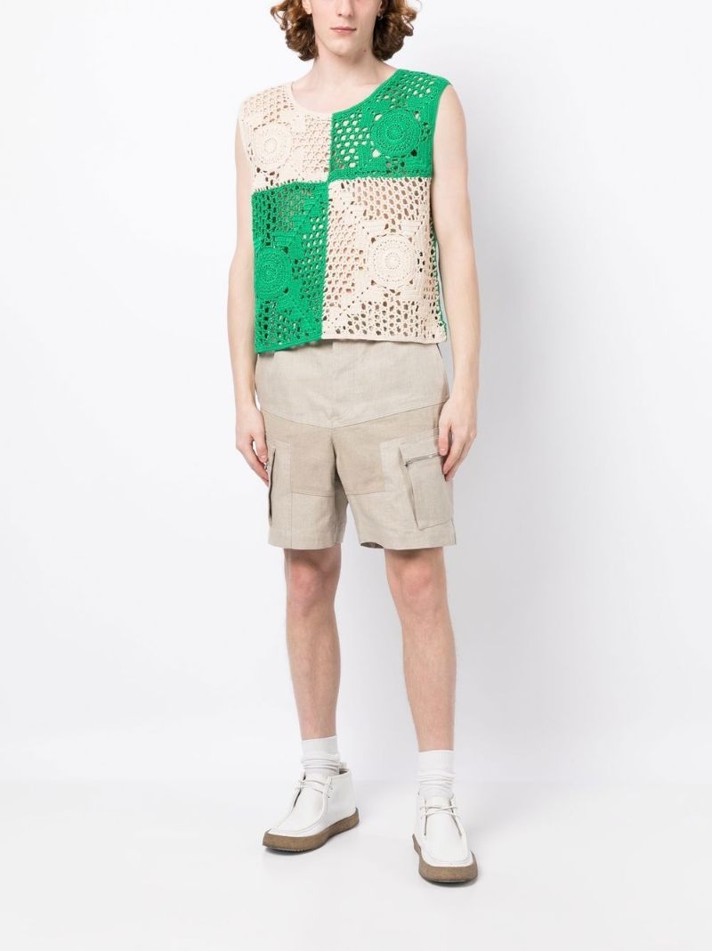 Green Colourblock Crochet Vest
