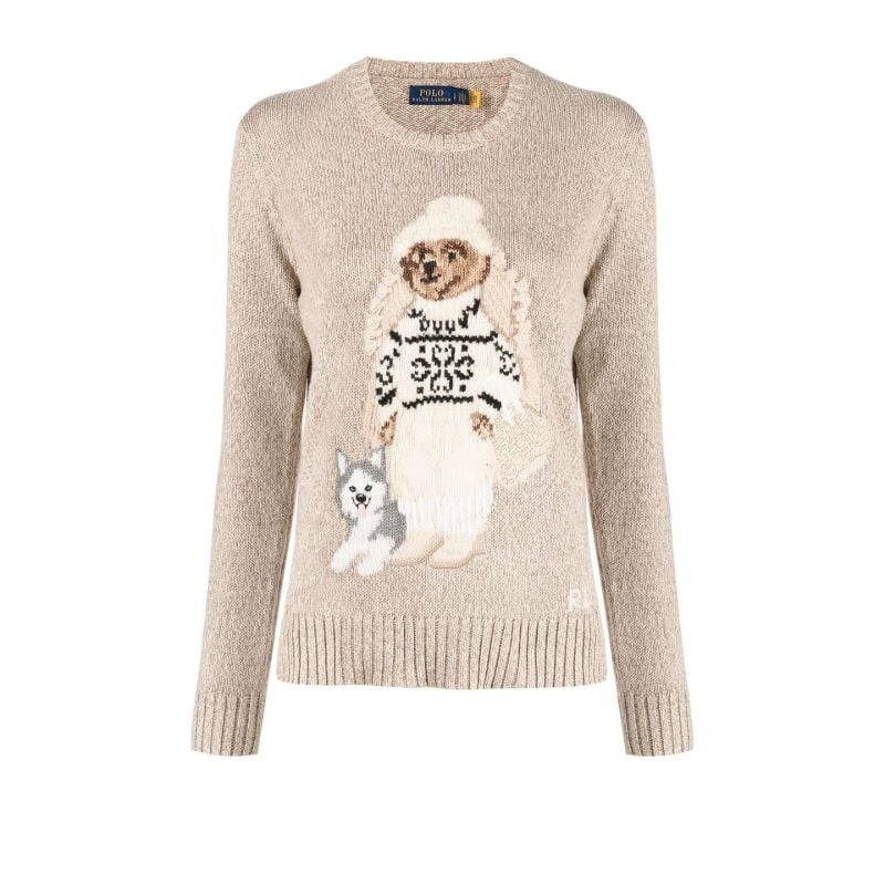 Neutral Polo Bear Intarsia-knit Cotton Sweater