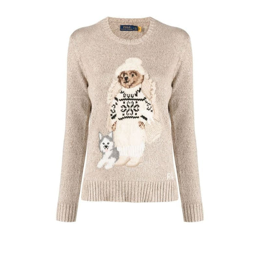 Neutral Polo Bear Intarsia-knit Cotton Sweater