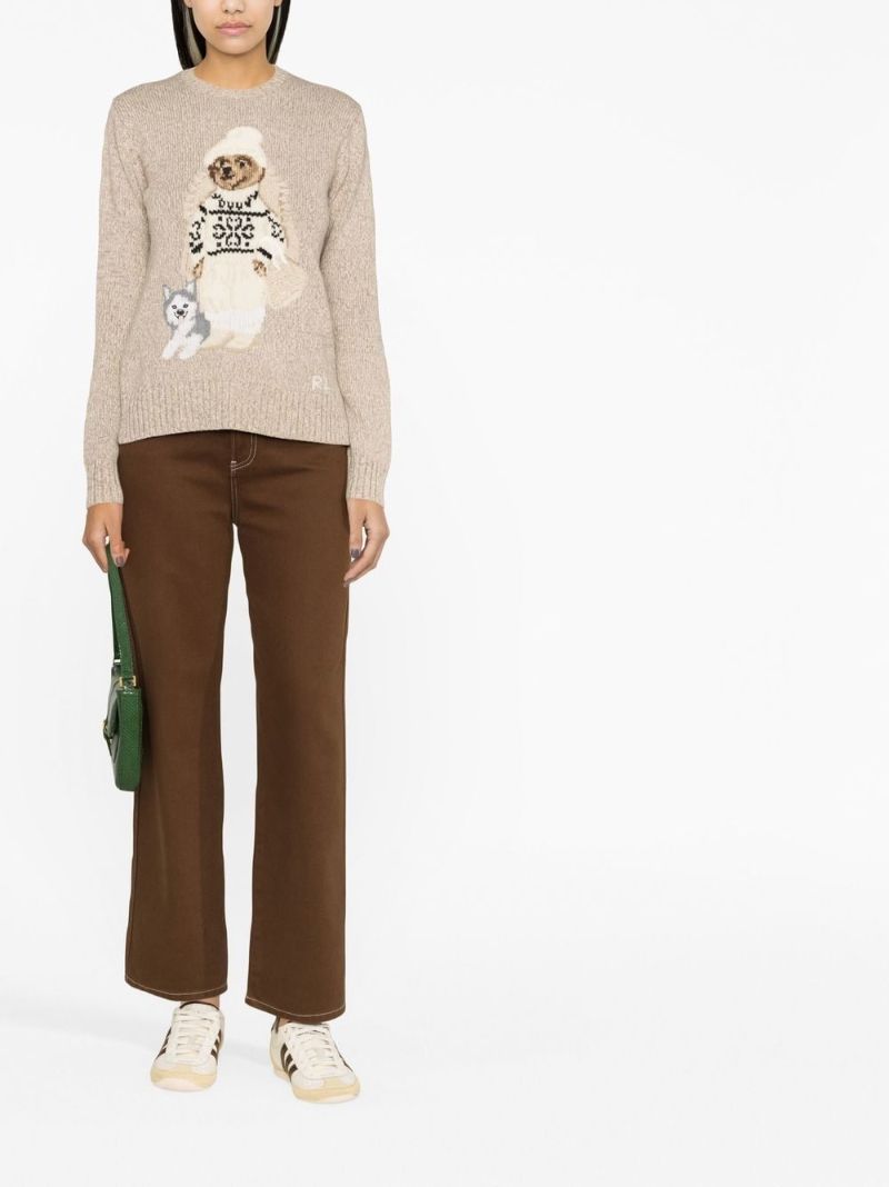 Neutral Polo Bear Intarsia-knit Cotton Sweater