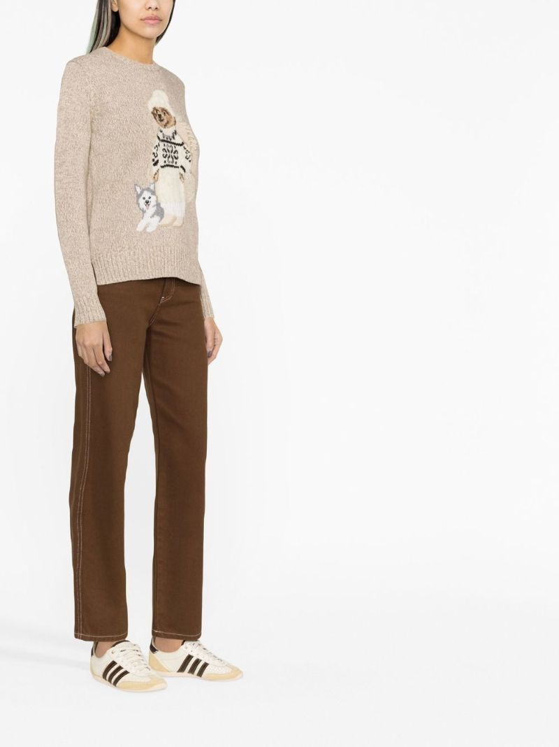 Neutral Polo Bear Intarsia-knit Cotton Sweater