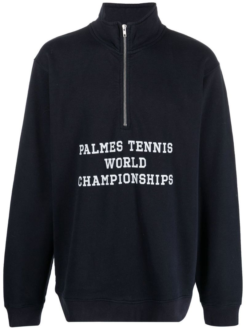 Blue Logo Print Half-zip Sweatshirt