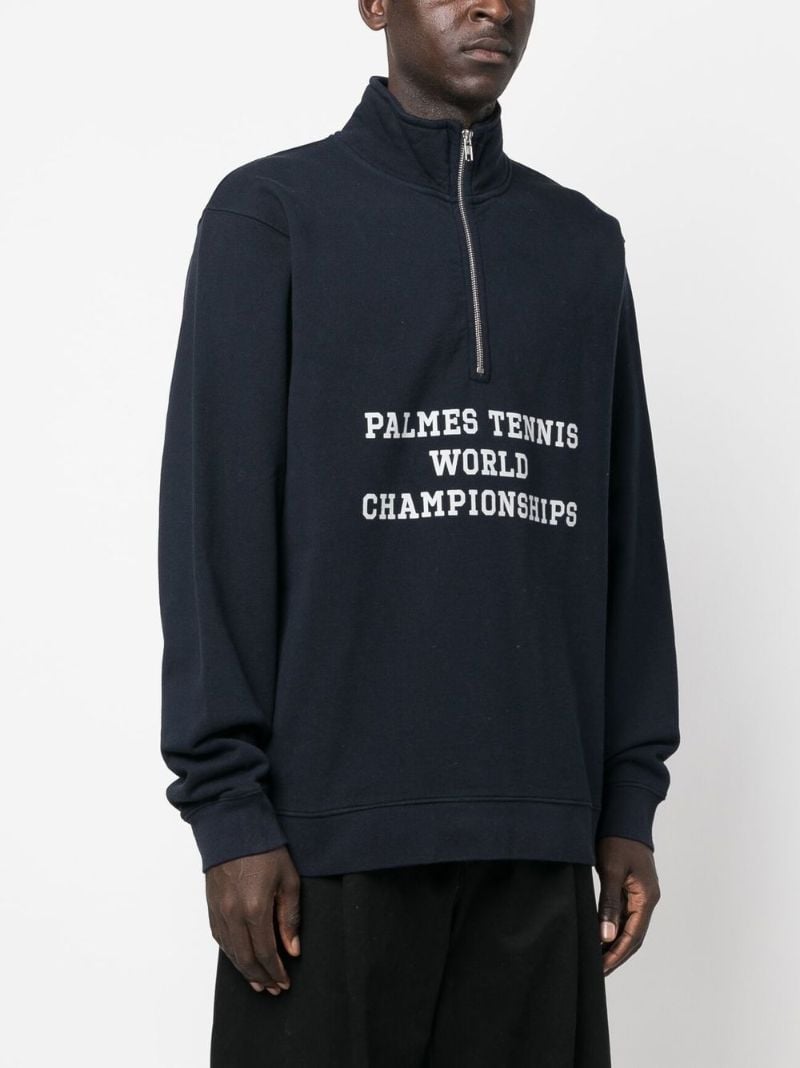 Blue Logo Print Half-zip Sweatshirt