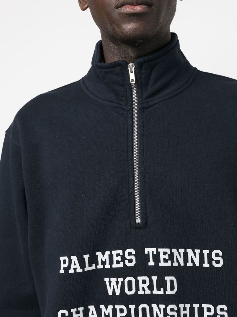 Blue Logo Print Half-zip Sweatshirt