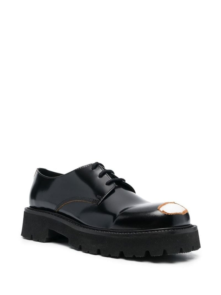 Black Painted Toe Lace-up Shoes