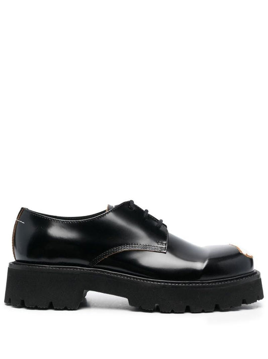 Black Painted Toe Lace-up Shoes