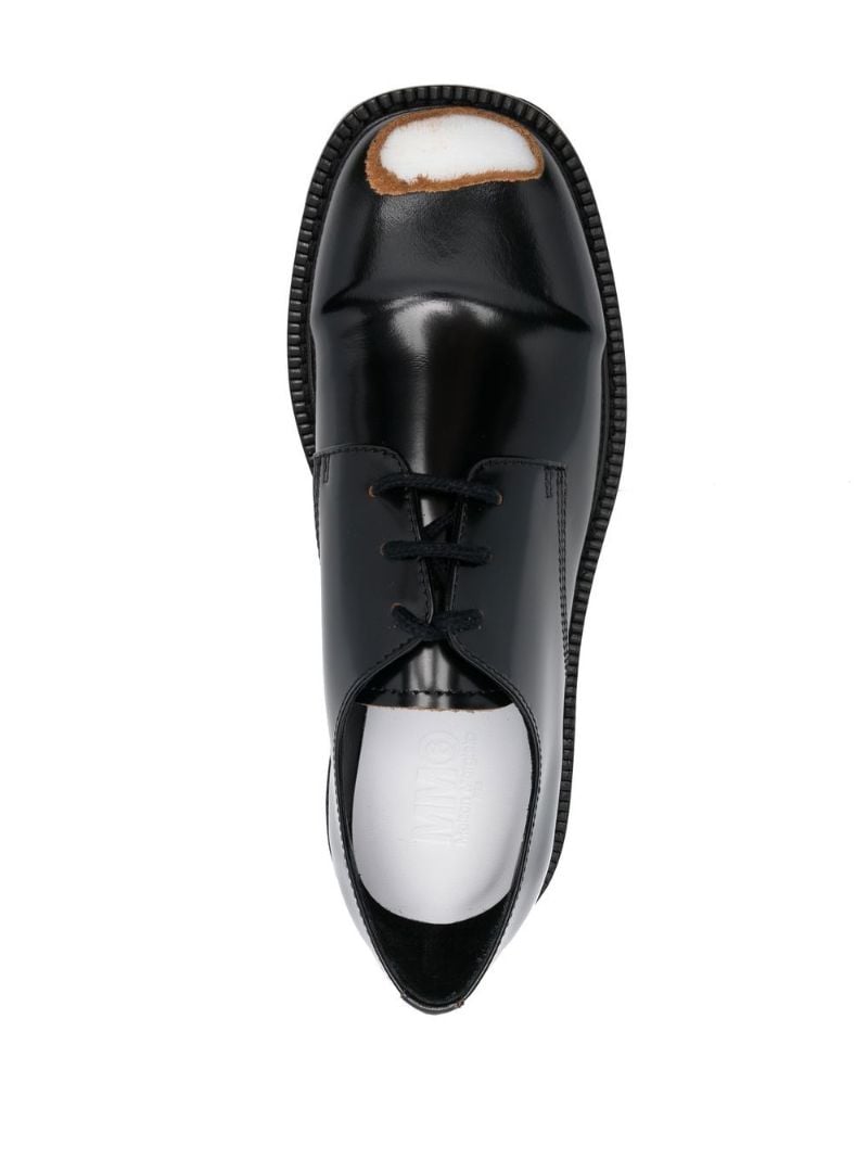 Black Painted Toe Lace-up Shoes