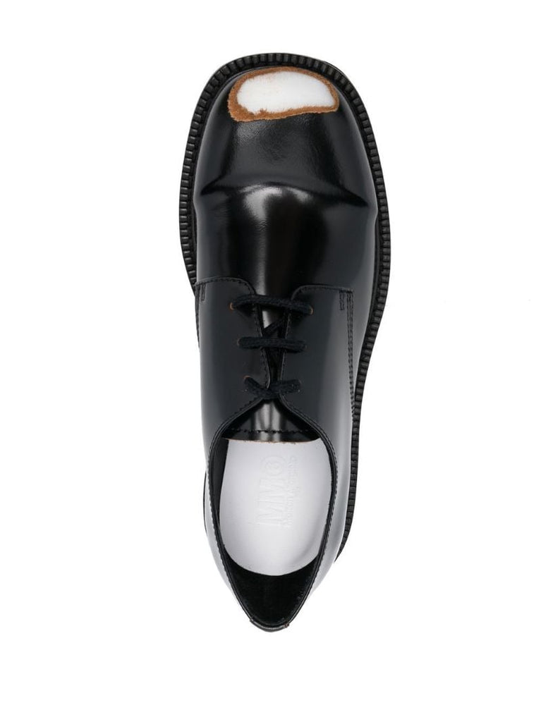 Black Painted Toe Lace-up Shoes