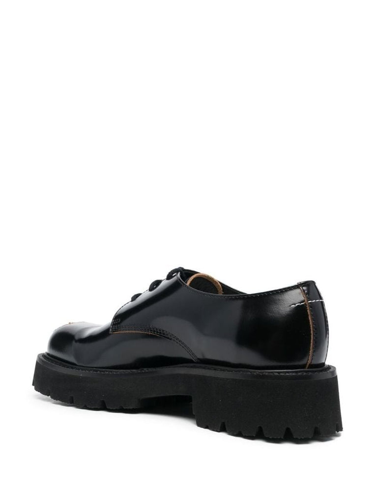 Black Painted Toe Lace-up Shoes