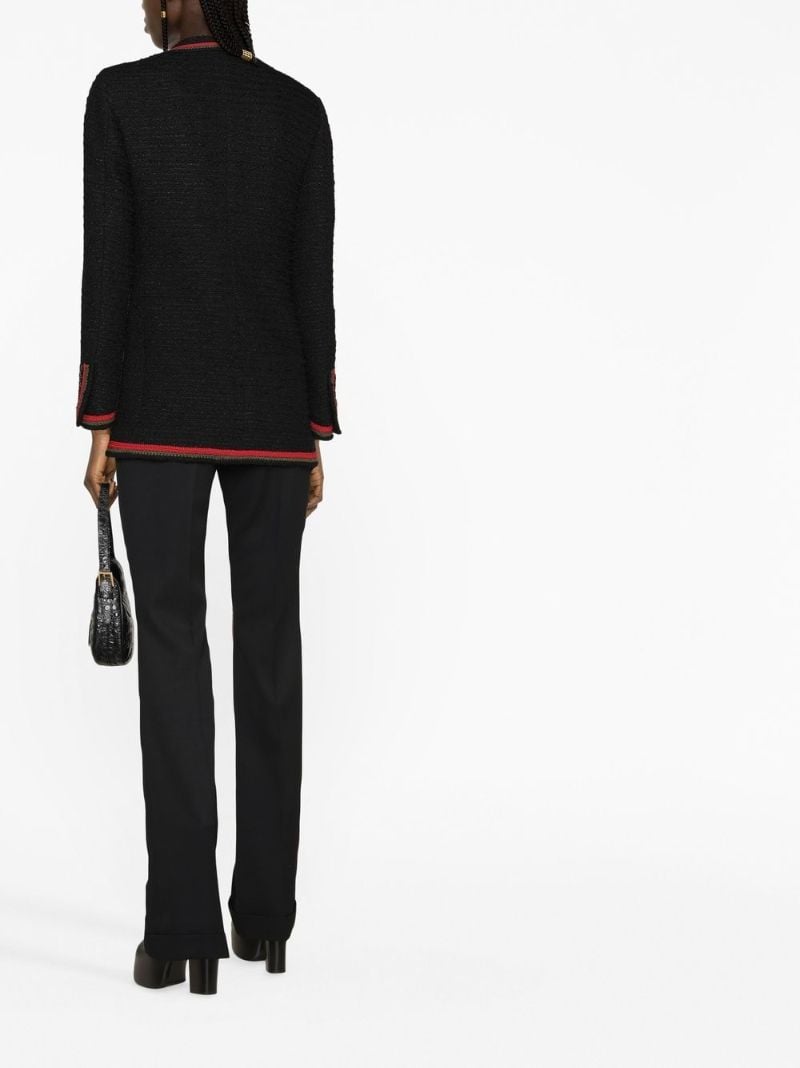 Black Contrast-trim Single-breasted Blazer