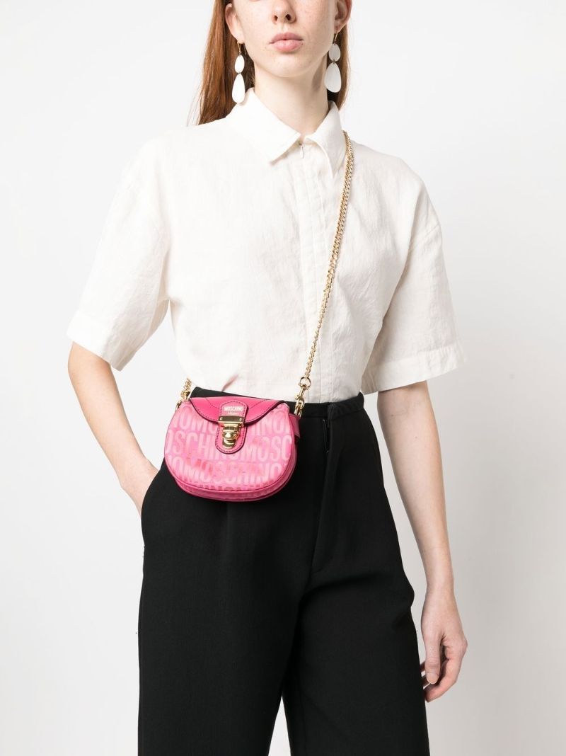 Pink Logo Stamp Monogram Shoulder Bag