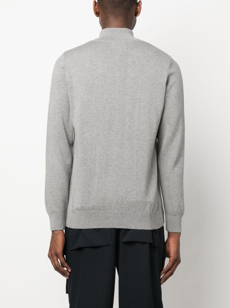 Grey Logo Embroidered Quarter Zip Sweatshirt