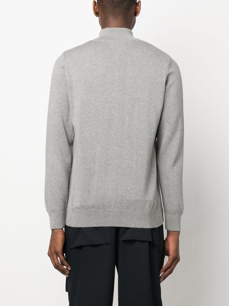 Grey Logo Embroidered Quarter Zip Sweatshirt