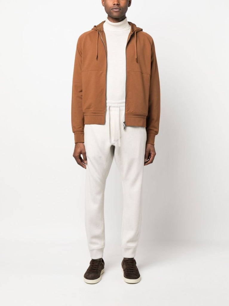 Neutral Drawstring Cashmere Track Pants