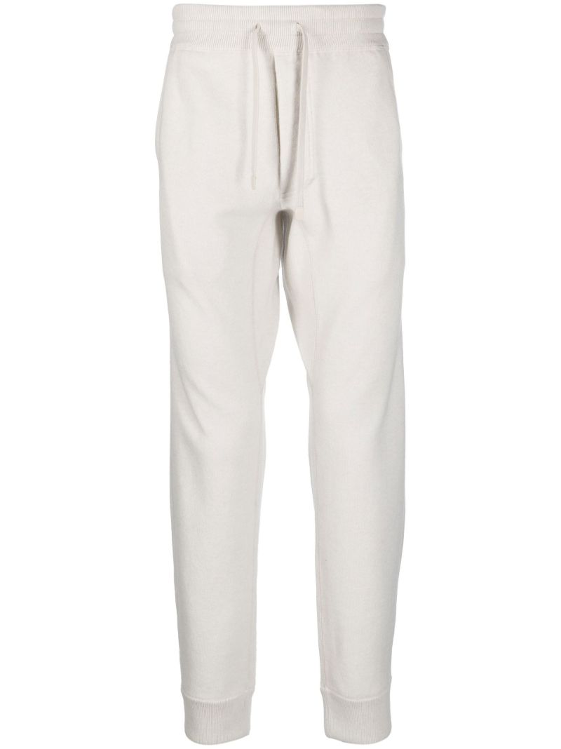 Neutral Drawstring Cashmere Track Pants