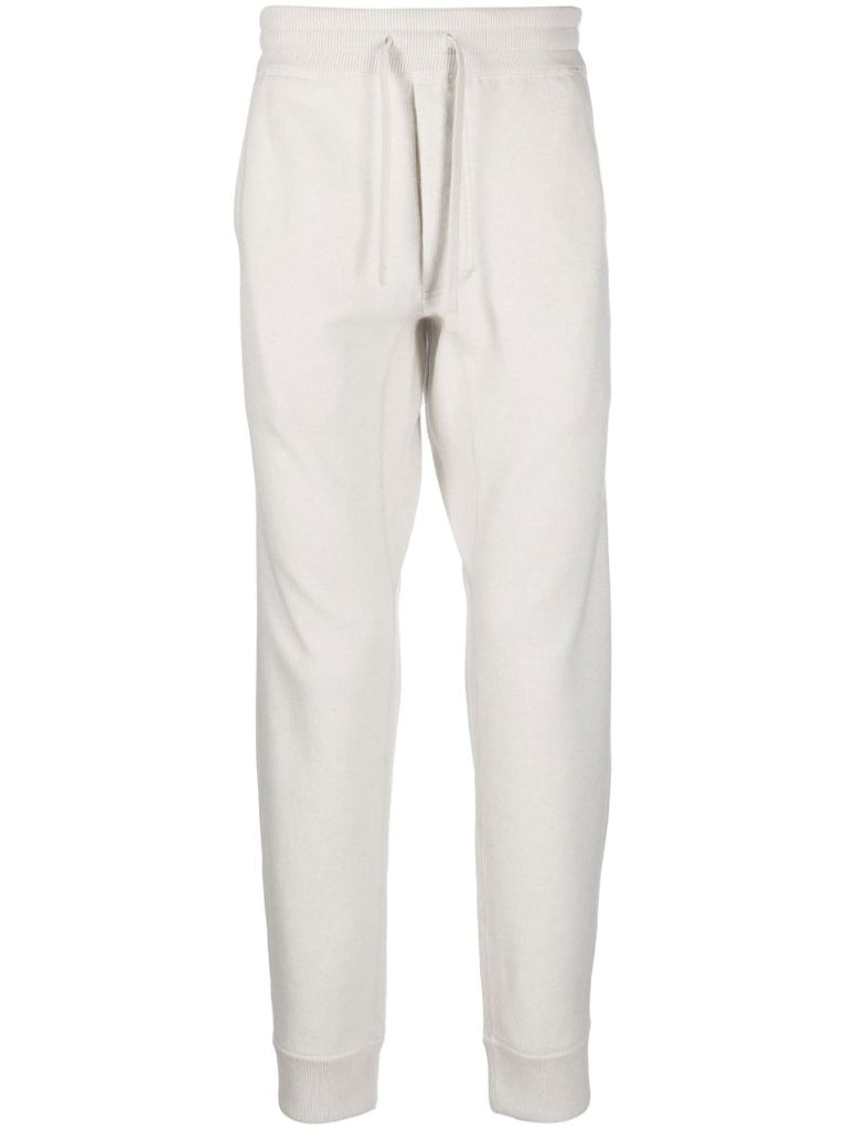 Neutral Drawstring Cashmere Track Pants