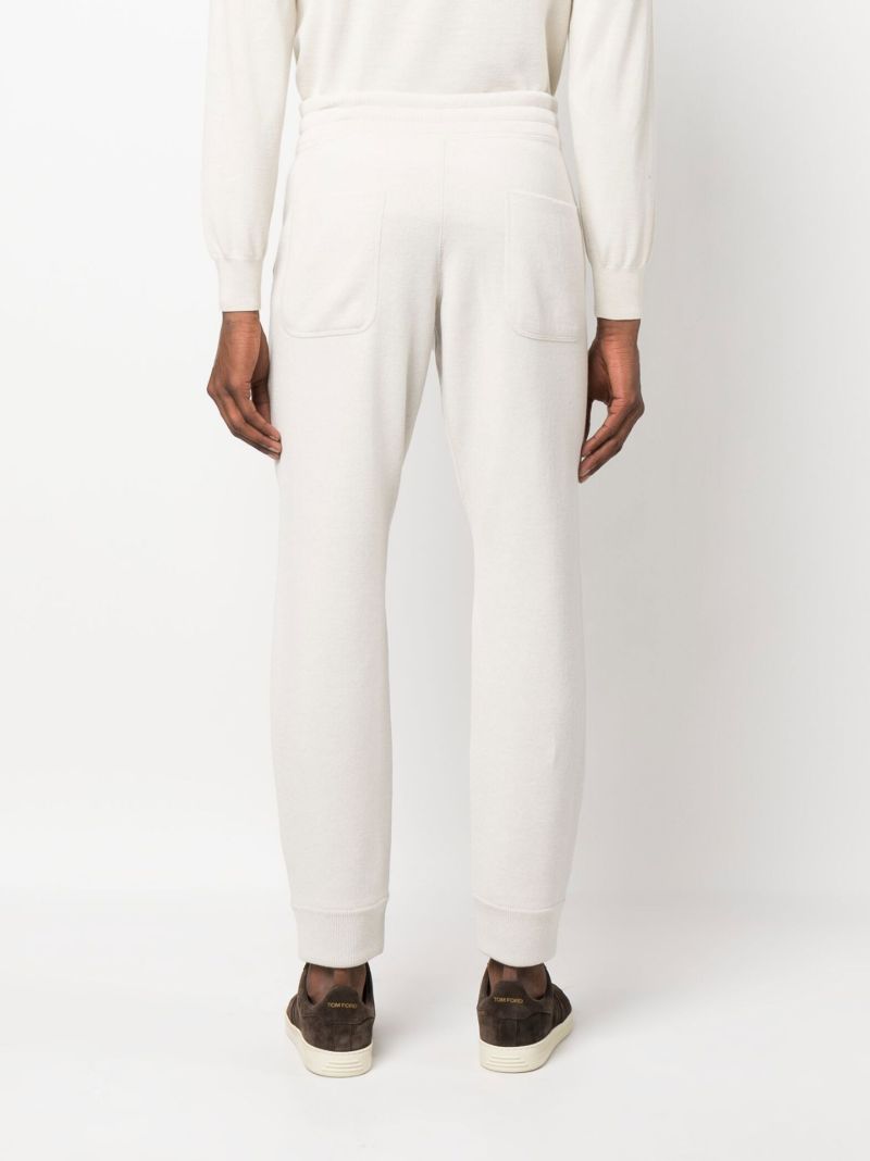 Neutral Drawstring Cashmere Track Pants
