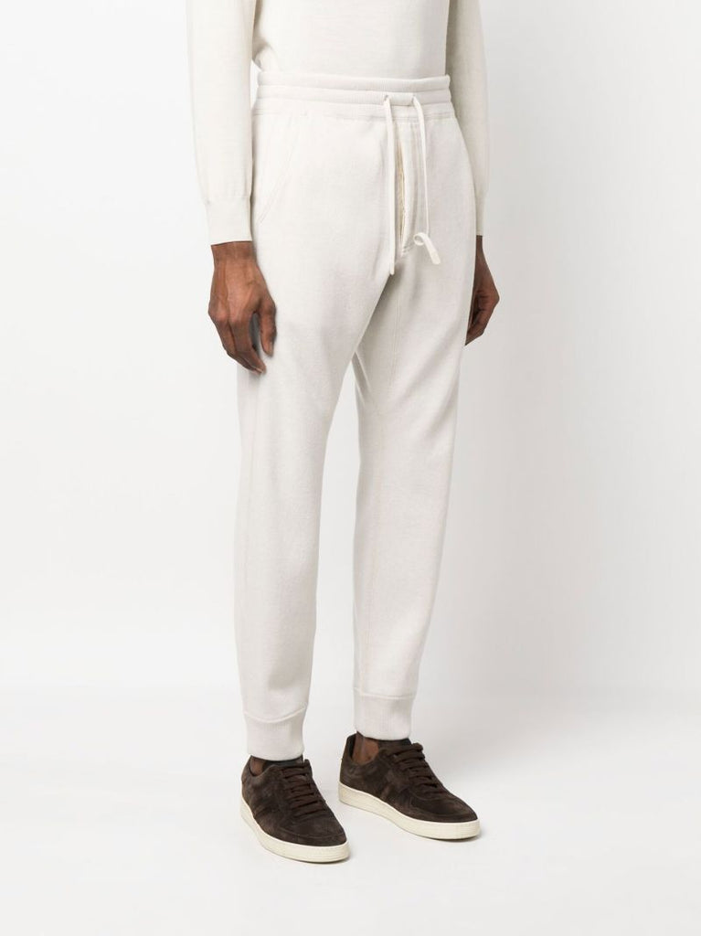 Neutral Drawstring Cashmere Track Pants