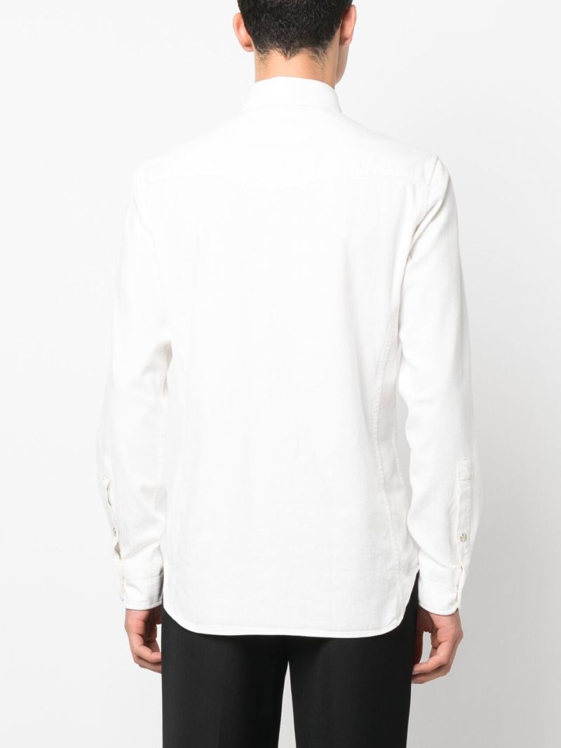 White Buttoned Cotton Western Shirt