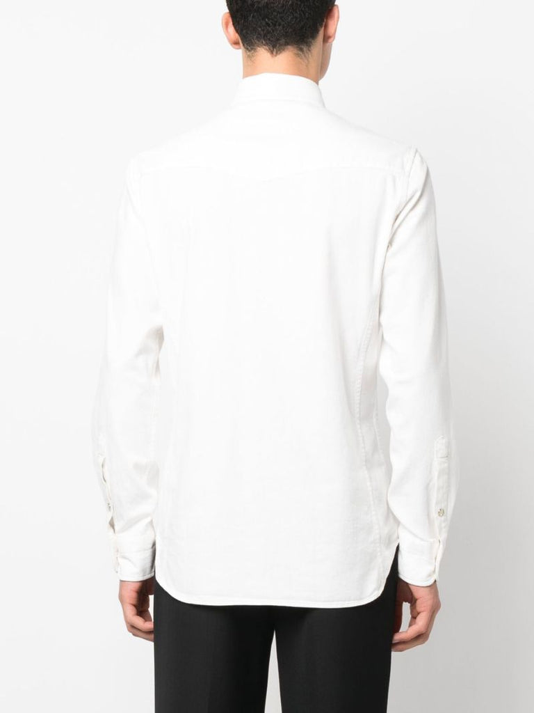 White Buttoned Cotton Western Shirt