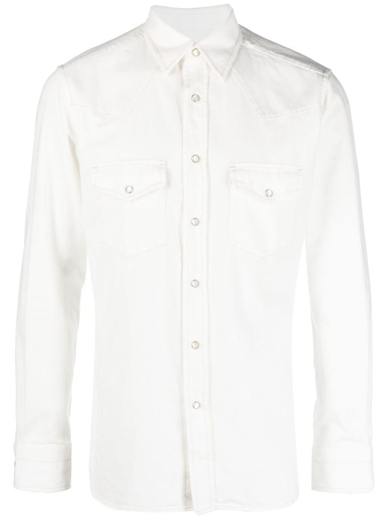 White Buttoned Cotton Western Shirt