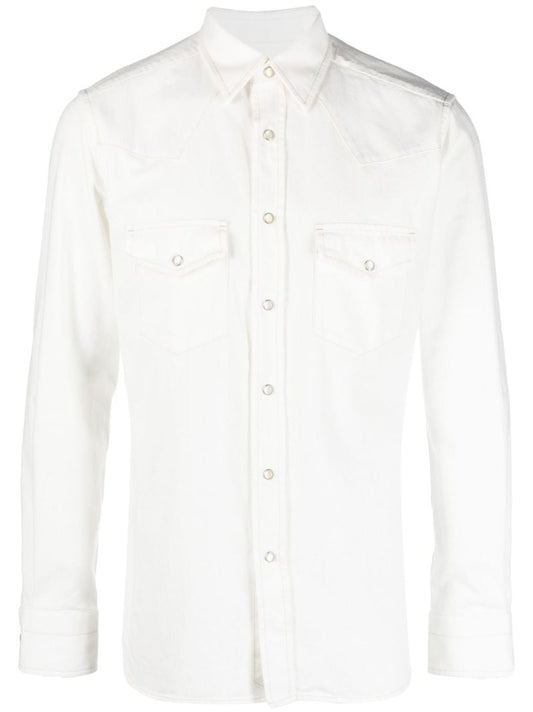 White Buttoned Cotton Western Shirt