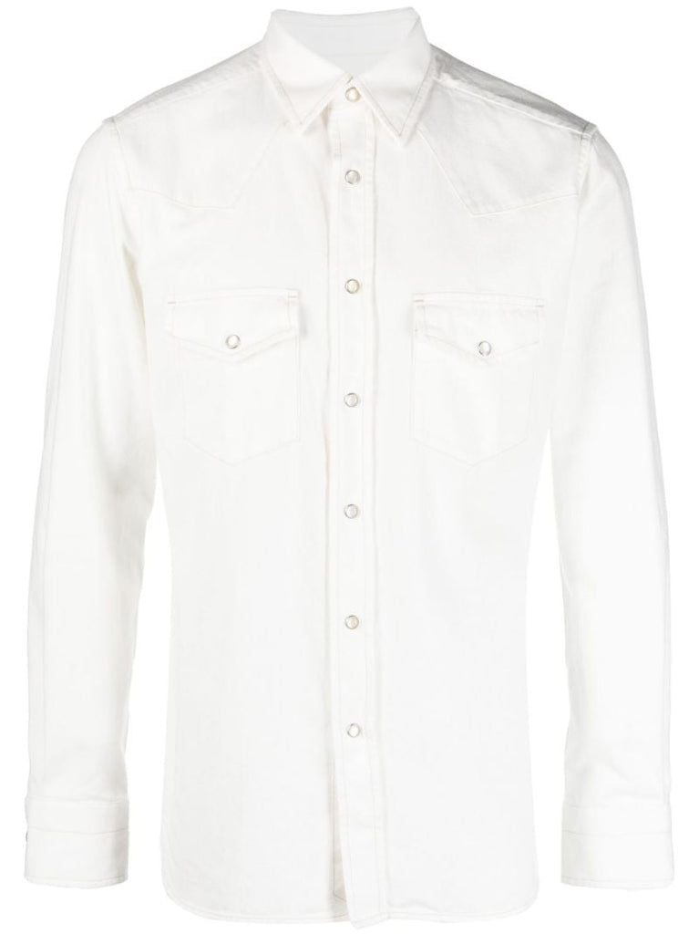 White Buttoned Cotton Western Shirt