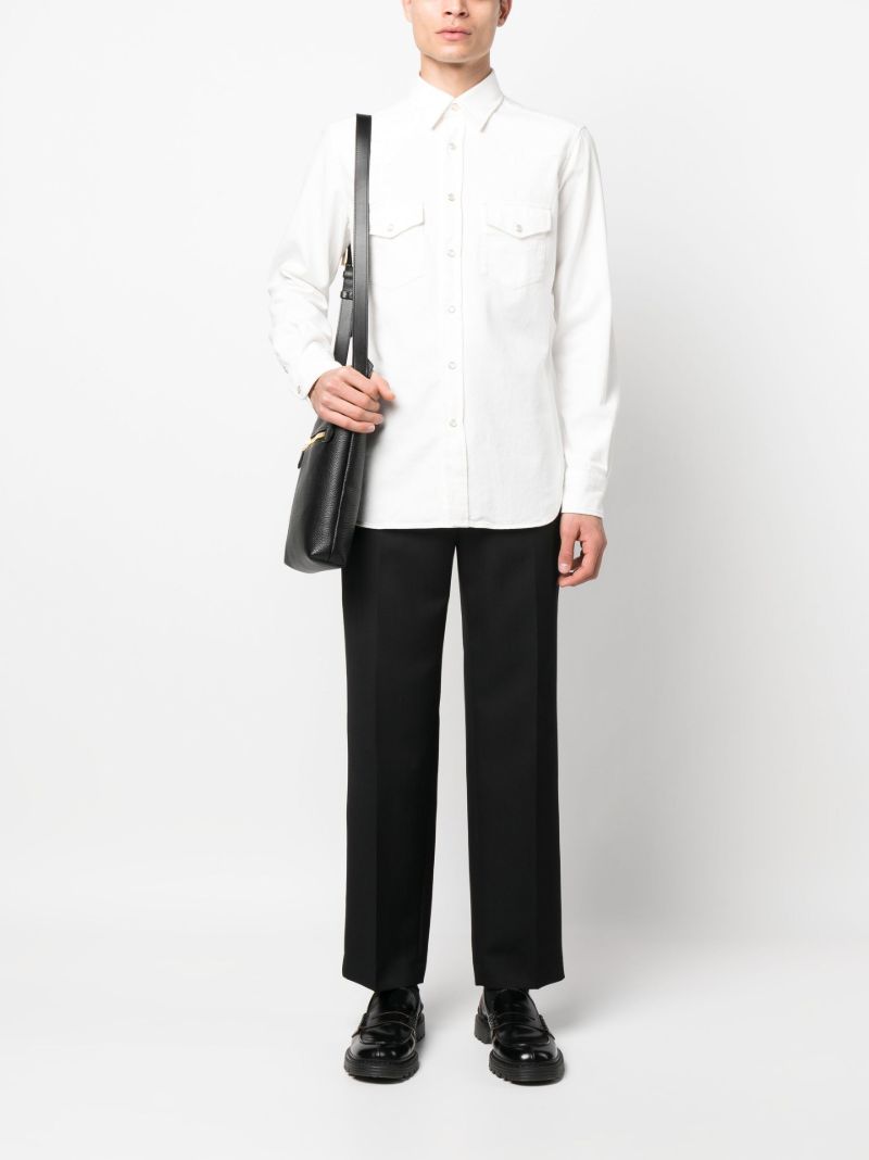 White Buttoned Cotton Western Shirt