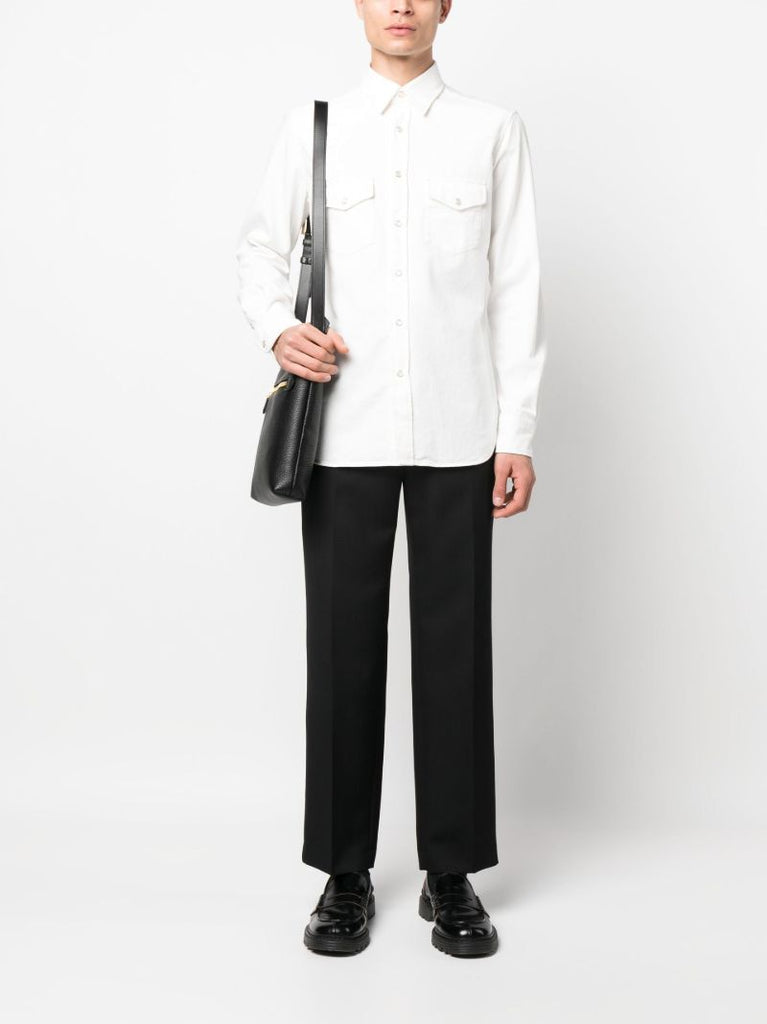White Buttoned Cotton Western Shirt