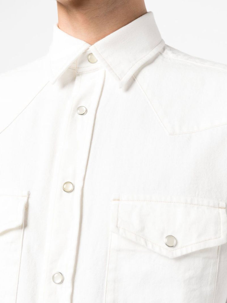 White Buttoned Cotton Western Shirt