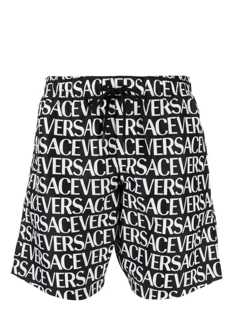 Black Logo Print Swim Shorts