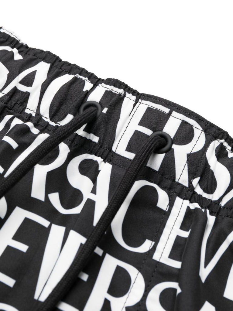 Black Logo Print Swim Shorts