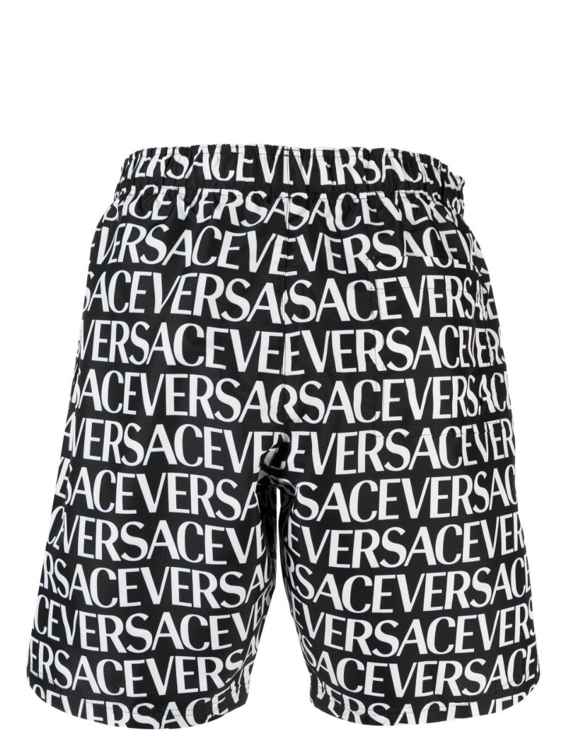 Black Logo Print Swim Shorts