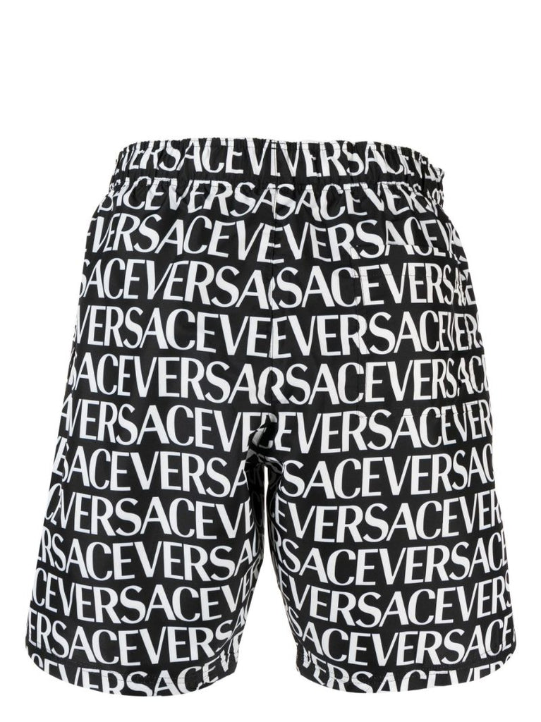 Black Logo Print Swim Shorts
