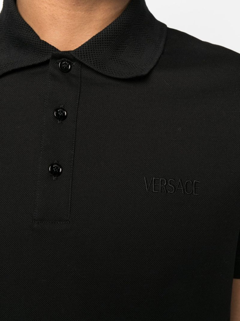 Black Logo-embroidered Polo Shirt
