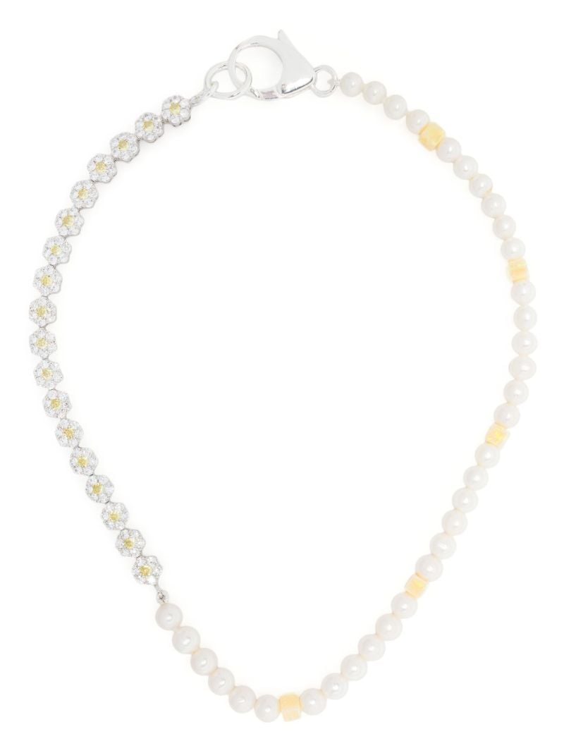 X Botter Sterling Silver Pearl and Crystal Necklace