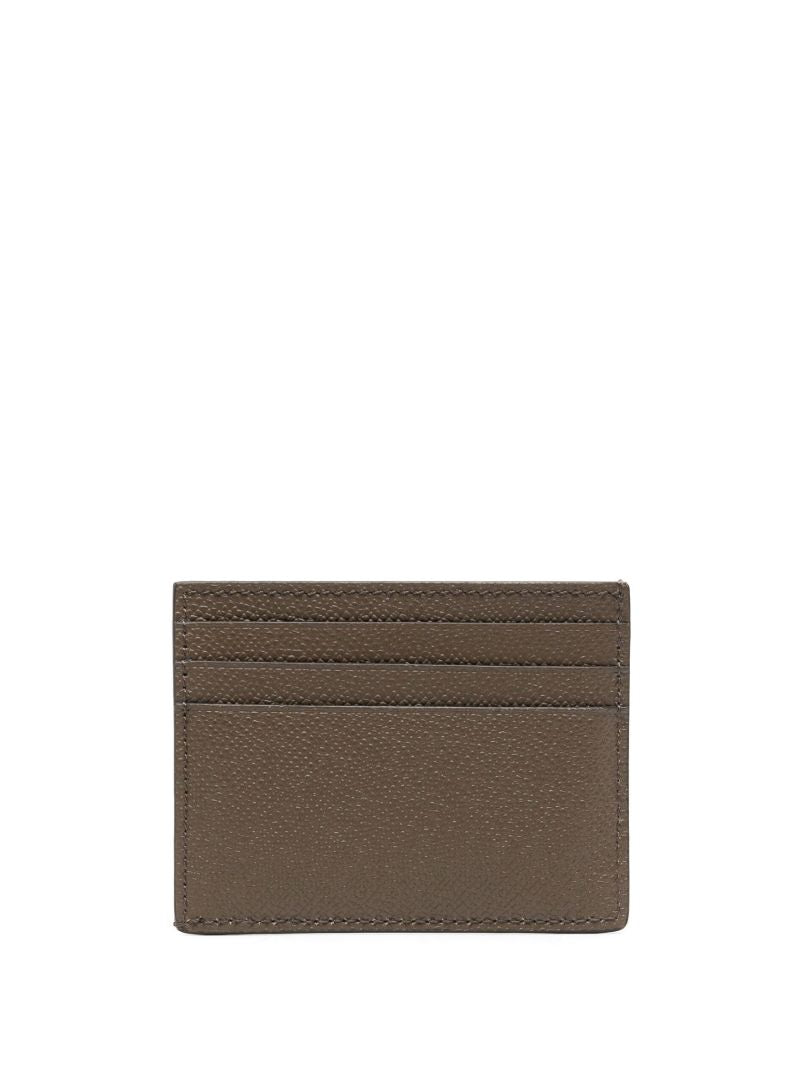Brown Logo Plaque Leather Card Holder