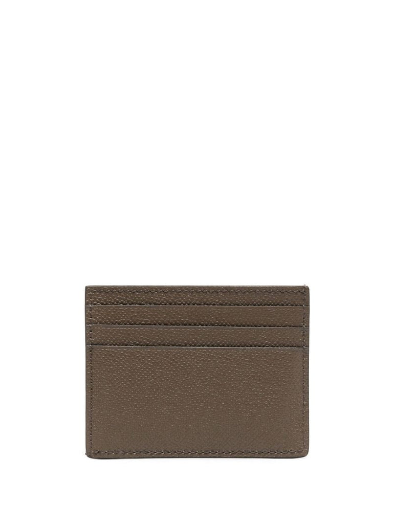 Brown Logo Plaque Leather Card Holder